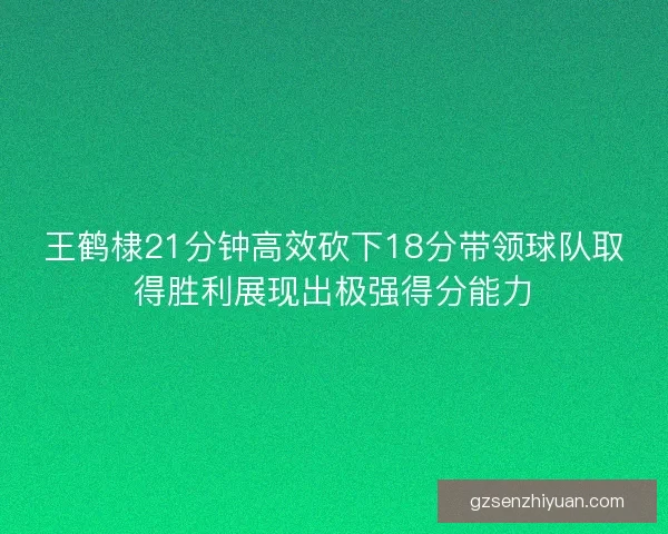 王鹤棣21分钟高效砍下18分带领球队取得胜利展现出极强得分能力