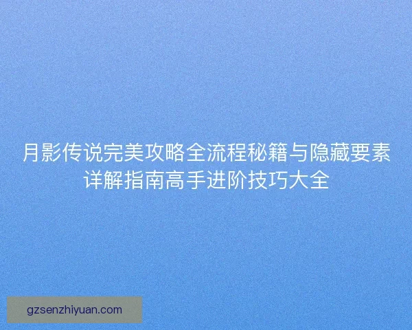 月影传说完美攻略全流程秘籍与隐藏要素详解指南高手进阶技巧大全 月影传说完美攻略全流程秘籍与隐藏要素详解指南高手进阶技巧大全