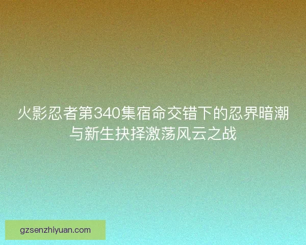火影忍者第340集宿命交错下的忍界暗潮与新生抉择激荡风云之战 火影忍者第340集宿命交错下的忍界暗潮与新生抉择激荡风云之战