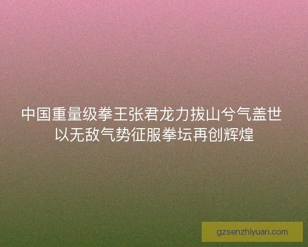中国重量级拳王张君龙力拔山兮气盖世 以无敌气势征服拳坛再创辉煌 中国重量级拳王张君龙力拔山兮气盖世 以无敌气势征服拳坛再创辉煌