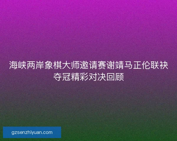 海峡两岸象棋大师邀请赛谢靖马正伦联袂夺冠精彩对决回顾
