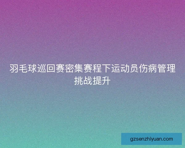羽毛球巡回赛密集赛程下运动员伤病管理挑战提升 羽毛球巡回赛密集赛程下运动员伤病管理挑战提升